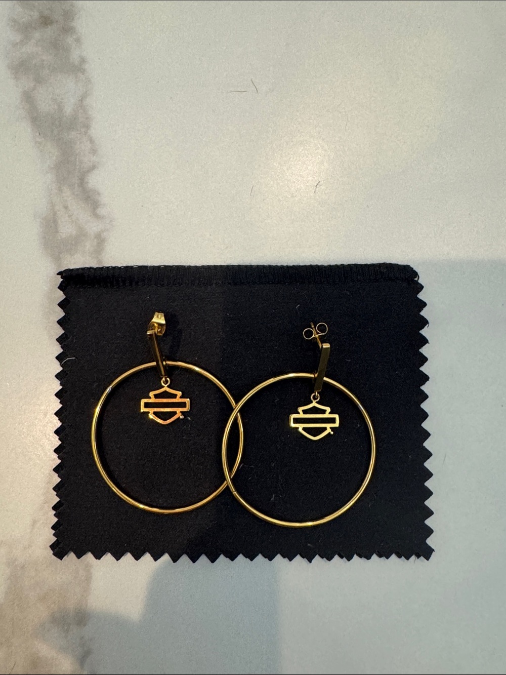 Harley-Davidson Gold Hoop Earrings with B&S - Women Jewelry